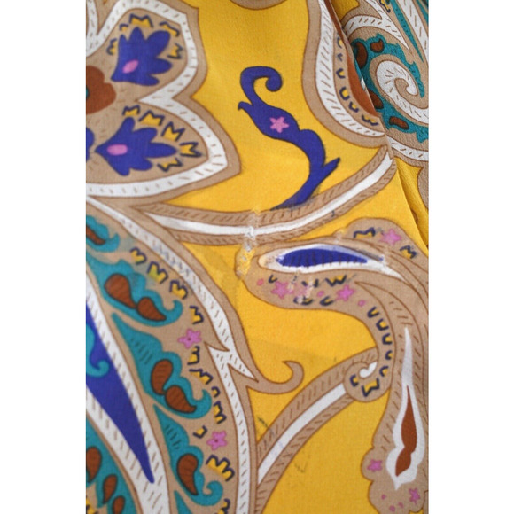 Tibi‎ Multi Yellow Floral Silk Tomato Fairy Shift Dress 4 Ruffle Sleeve Mended - Picture 12 of 16